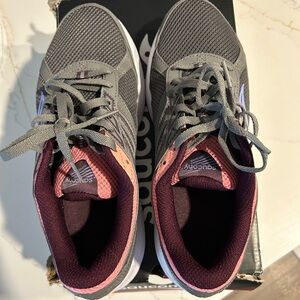 Saucony Gray and Coral Cohesion 14 Women's Athletic Sneakers